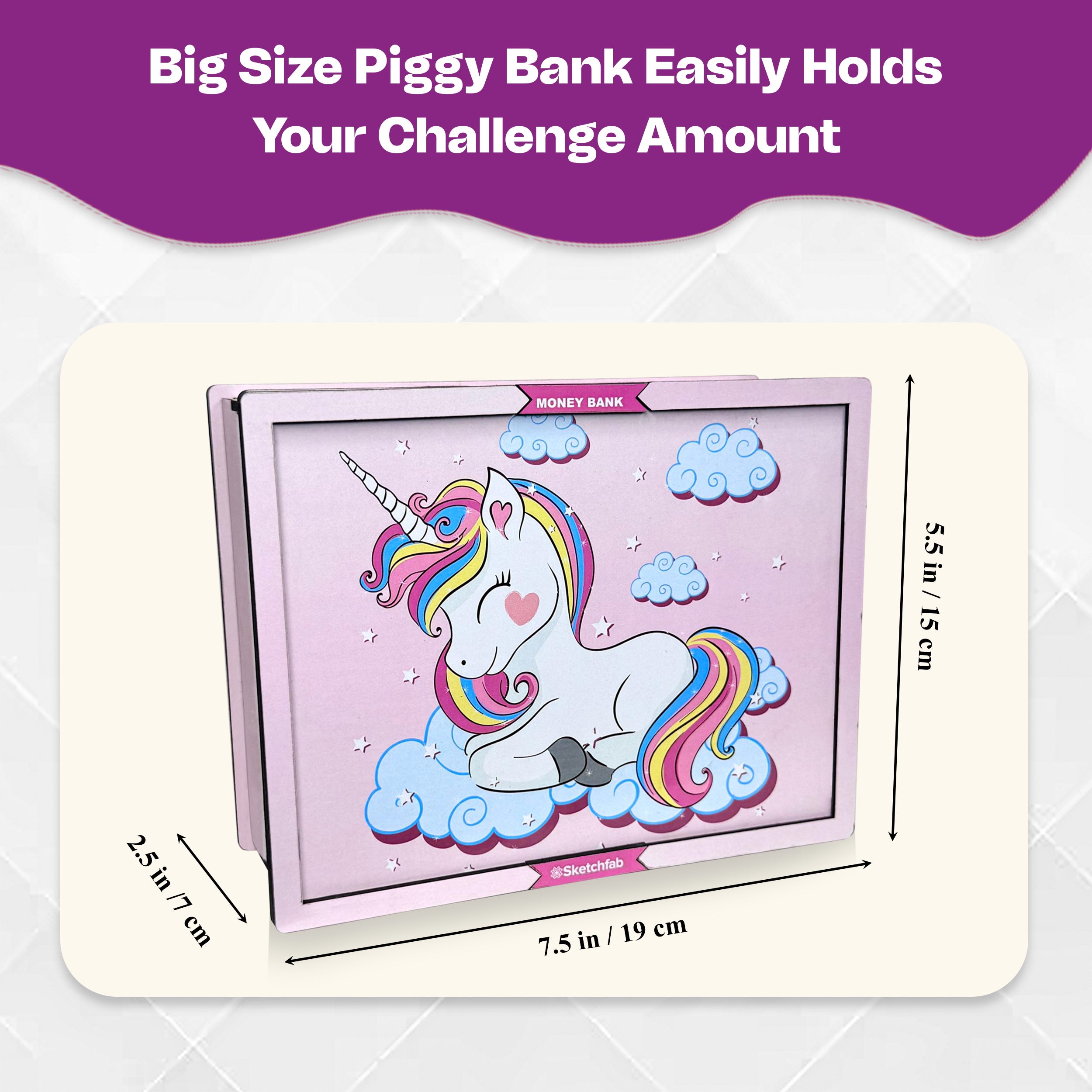 Sketchfab 1 Lakh Money Saving Piggy Bank (Unicorn)