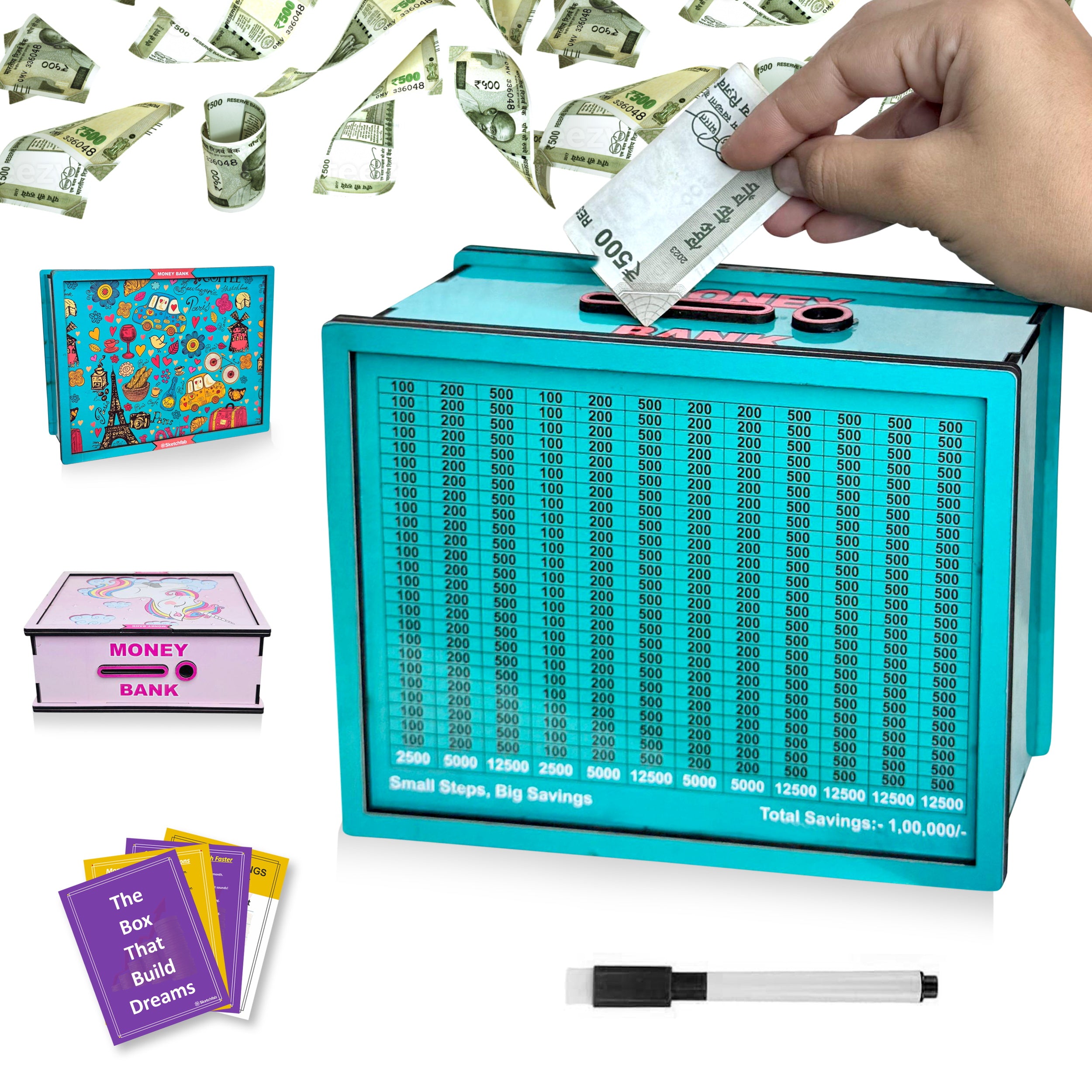 Sketchfab 1 Lakh Money Saving Piggy Bank (Green Pattern)