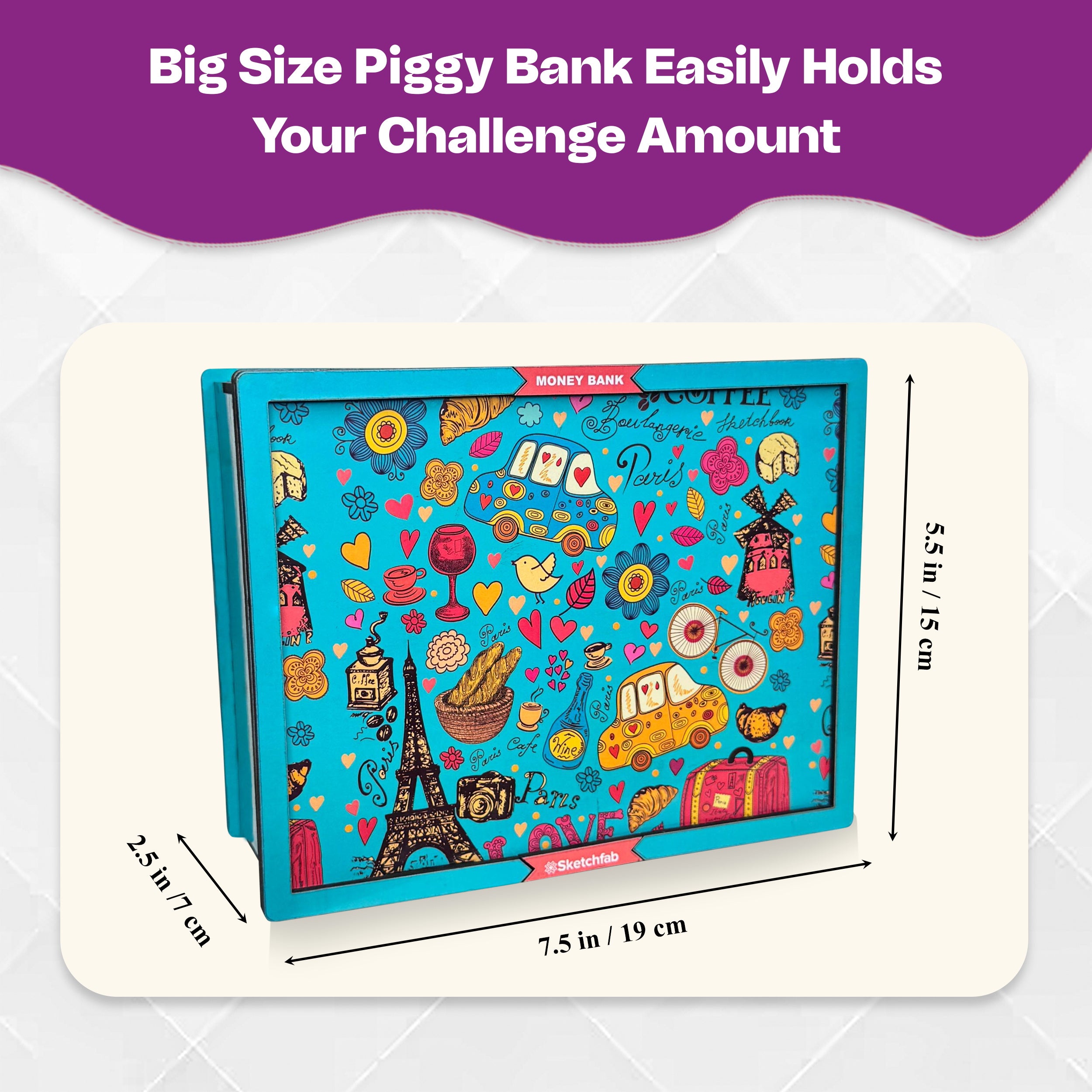 Sketchfab 1 Lakh Money Saving Piggy Bank (Green Pattern)