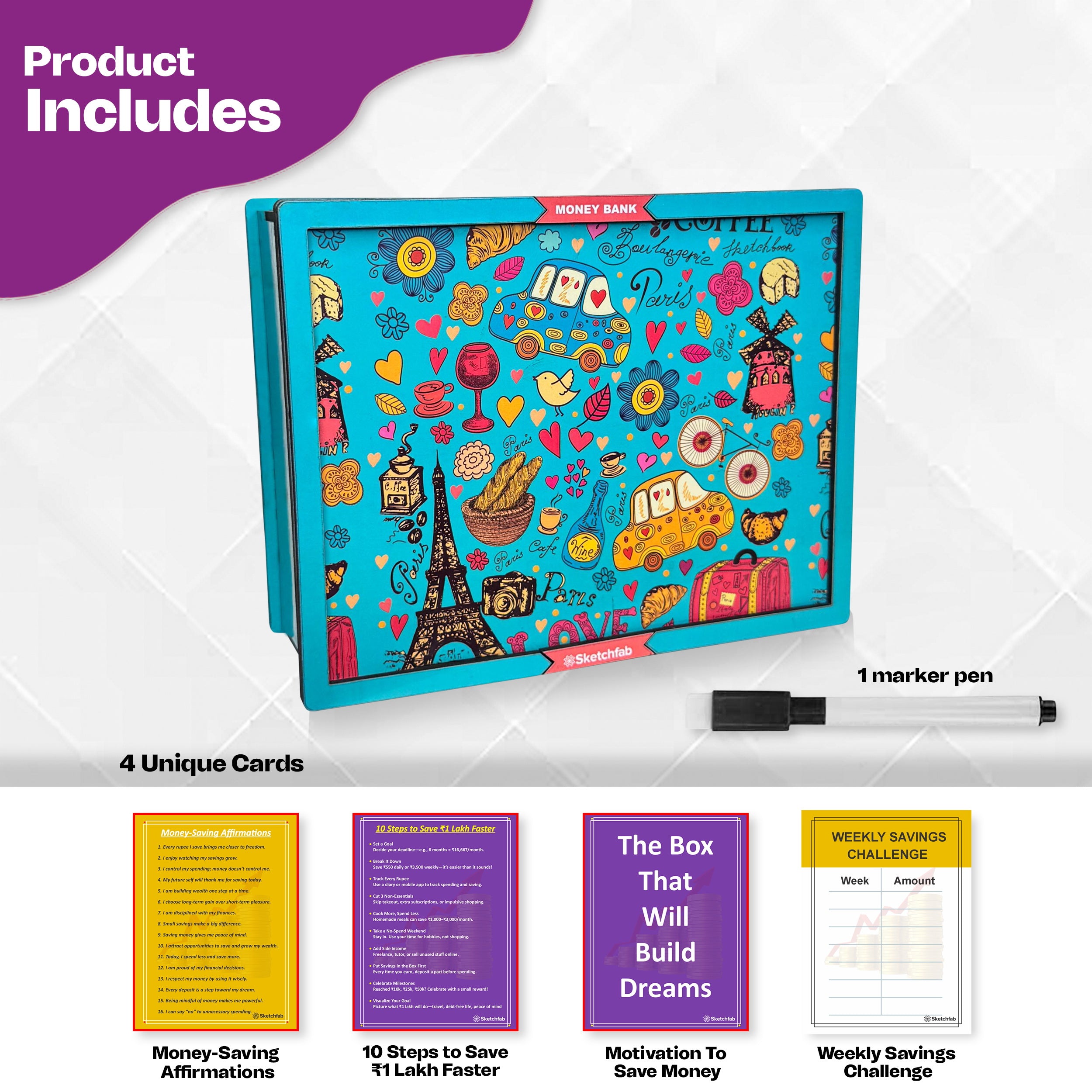 Sketchfab 1 Lakh Money Saving Piggy Bank (Green Pattern)