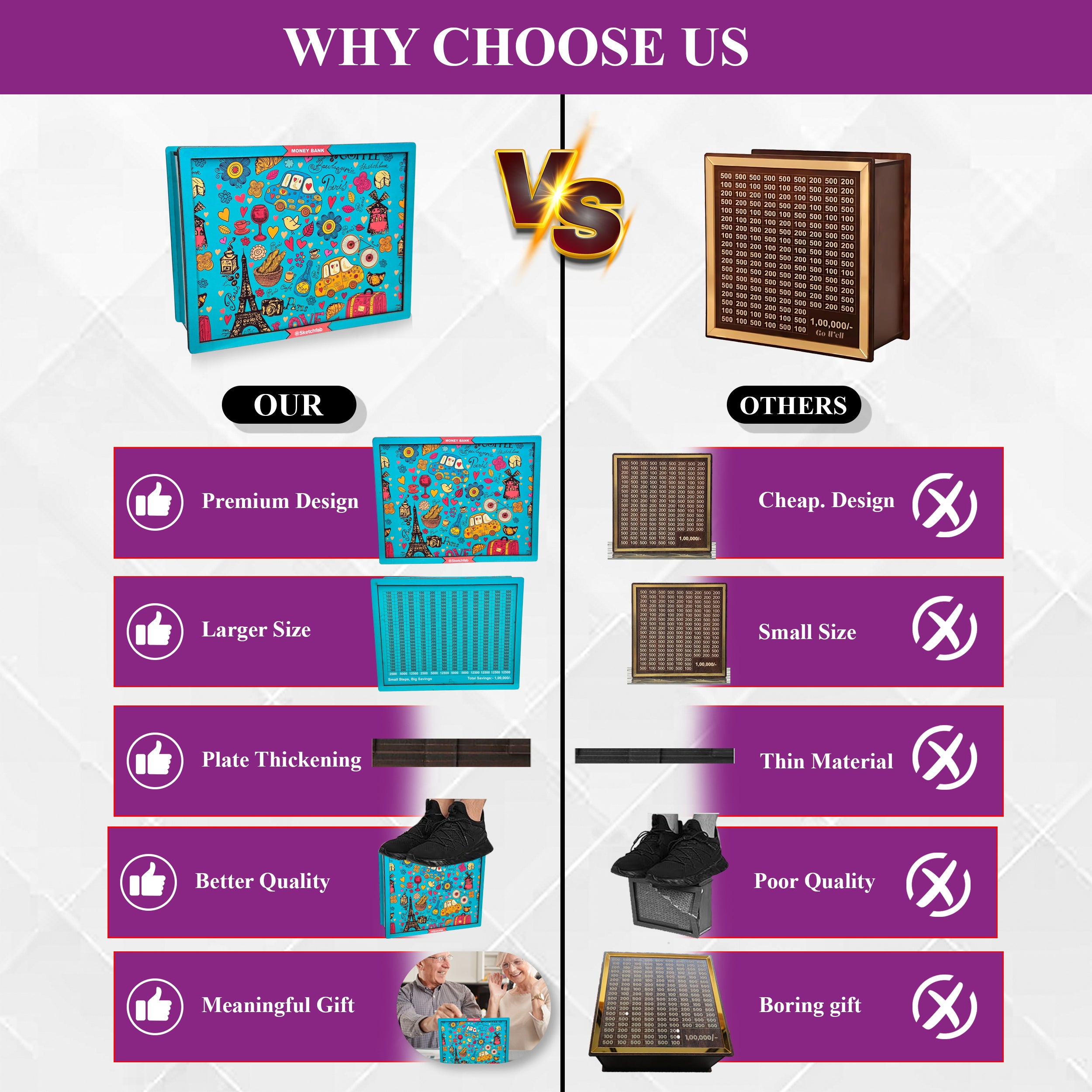 Sketchfab 1 Lakh Money Saving Piggy Bank (Green Pattern)