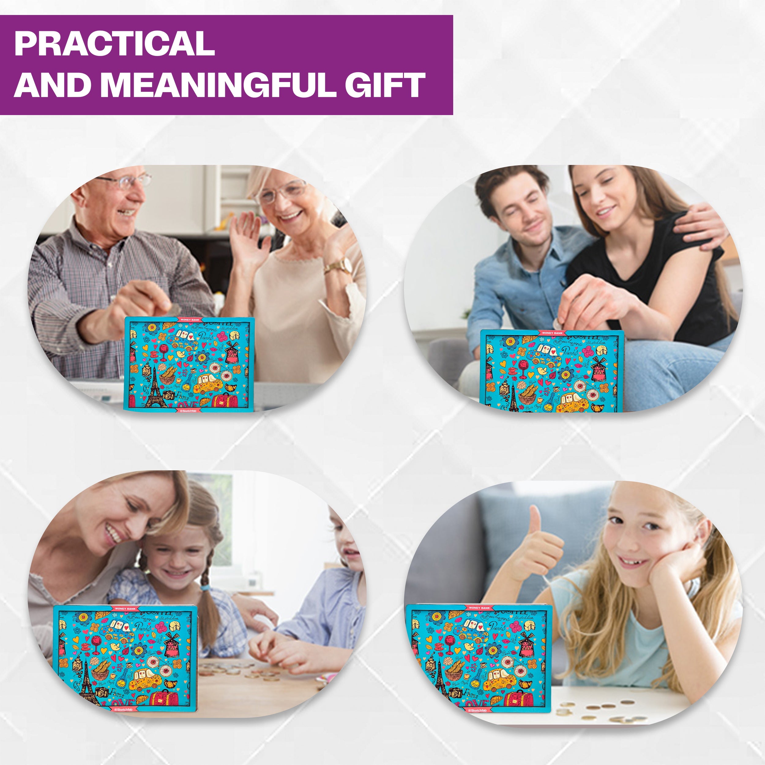 Sketchfab 1 Lakh Money Saving Piggy Bank (Green Pattern)