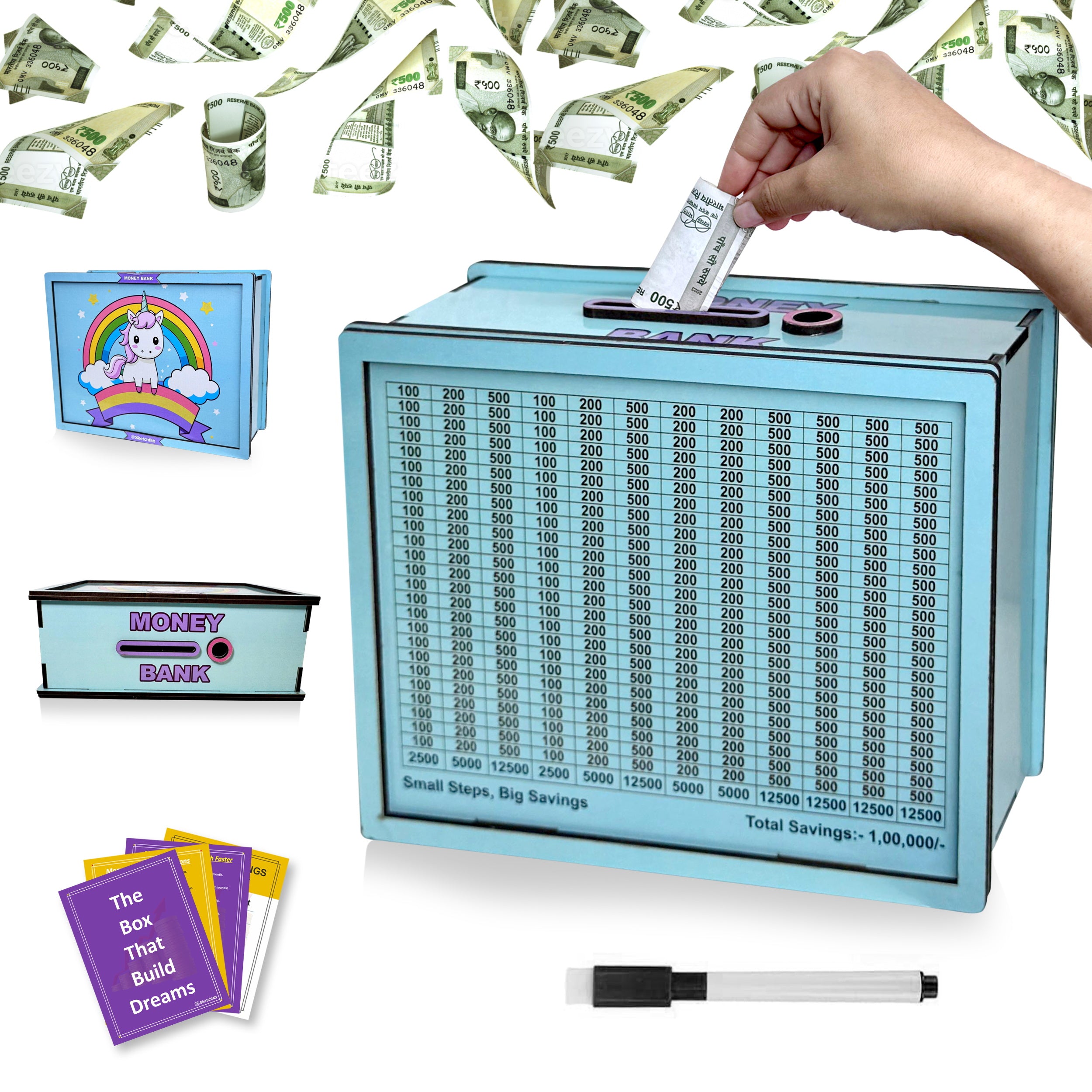 Sketchfab 1 Lakh Money Saving Piggy Bank (Unicorn Blue)