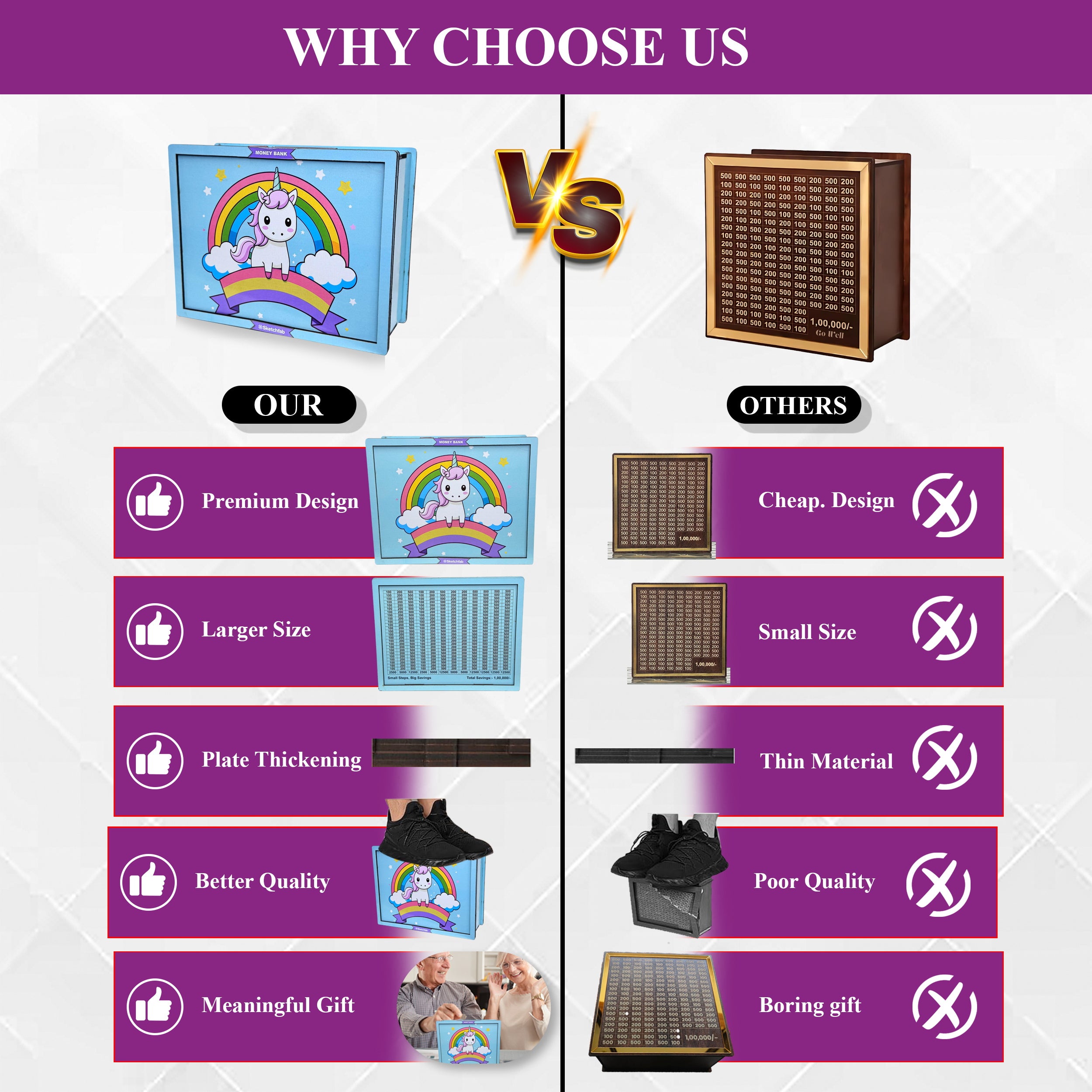 Sketchfab 1 Lakh Money Saving Piggy Bank (Unicorn Blue)