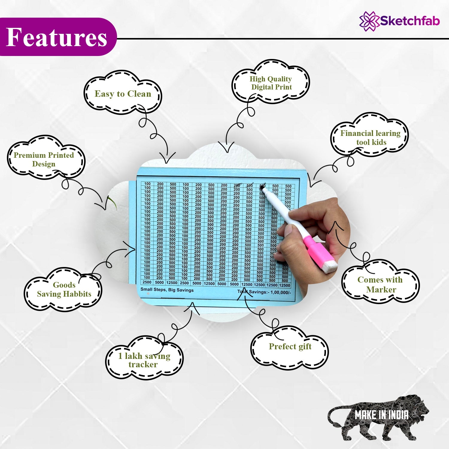 Sketchfab 1 Lakh Money Saving Piggy Bank (Unicorn Blue)