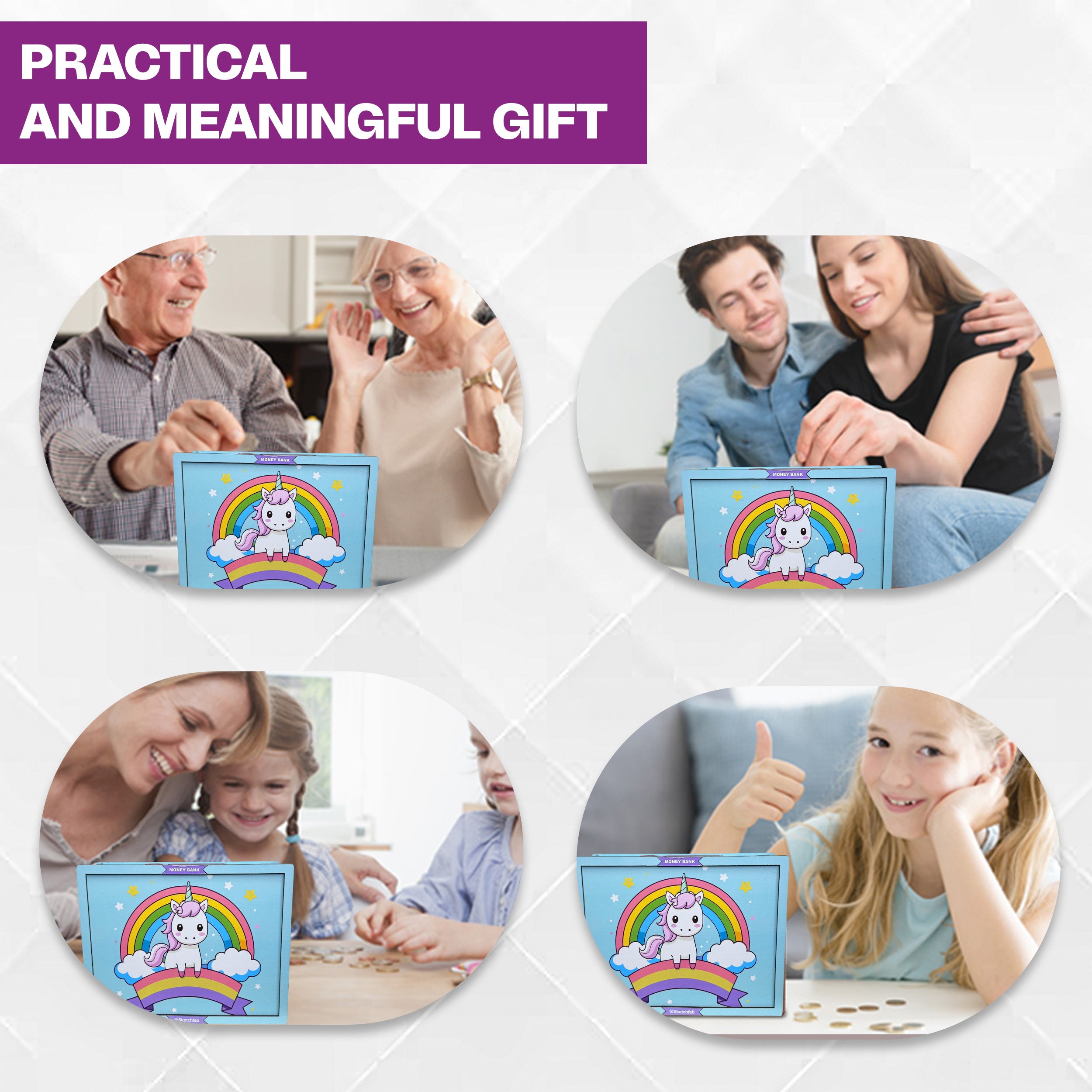 Sketchfab 1 Lakh Money Saving Piggy Bank (Unicorn Blue)