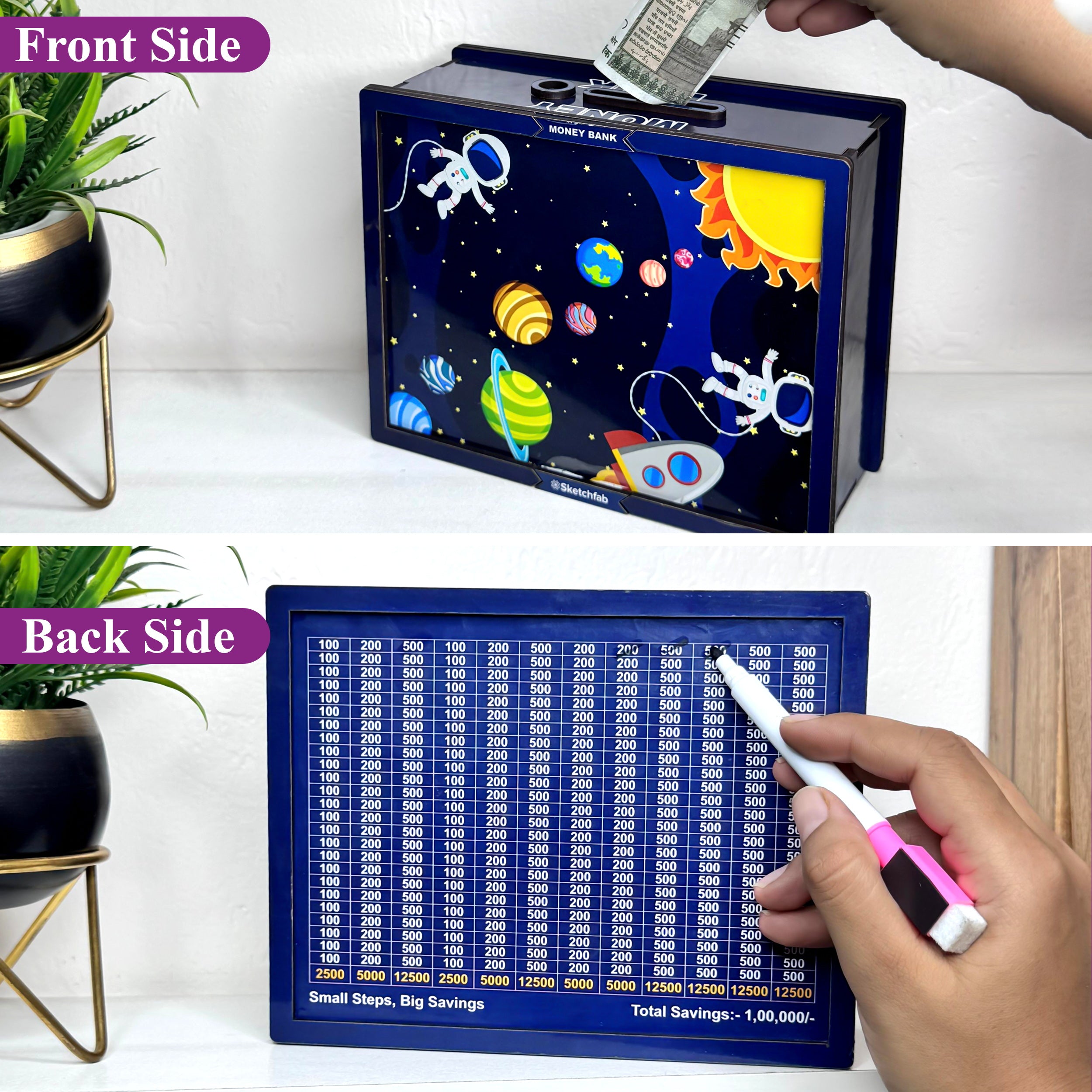 Sketchfab 1 Lakh Money Saving Piggy Bank (Unicorn Blue)