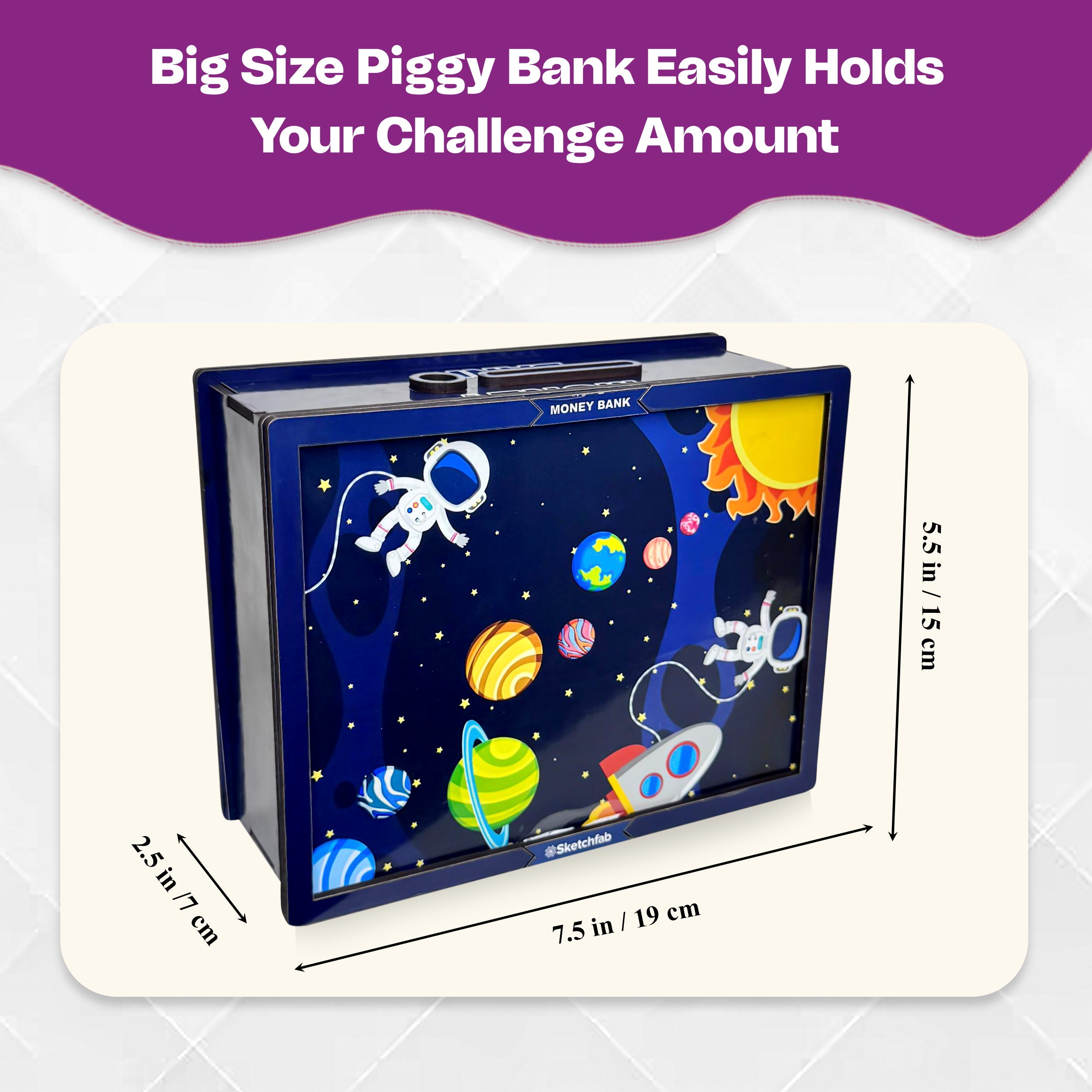 Sketchfab 1 Lakh Money Saving Piggy Bank (Unicorn Blue)