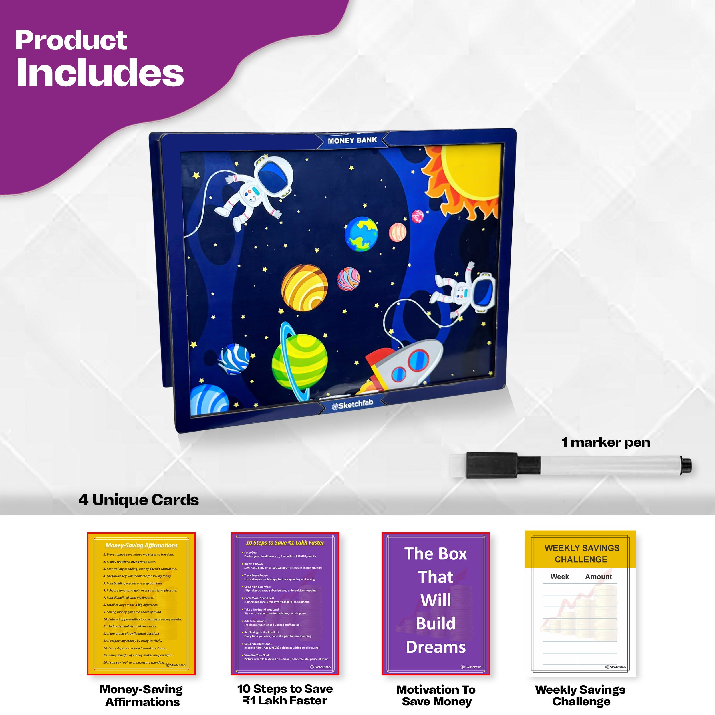 Sketchfab 1 Lakh Money Saving Piggy Bank (Unicorn Blue)