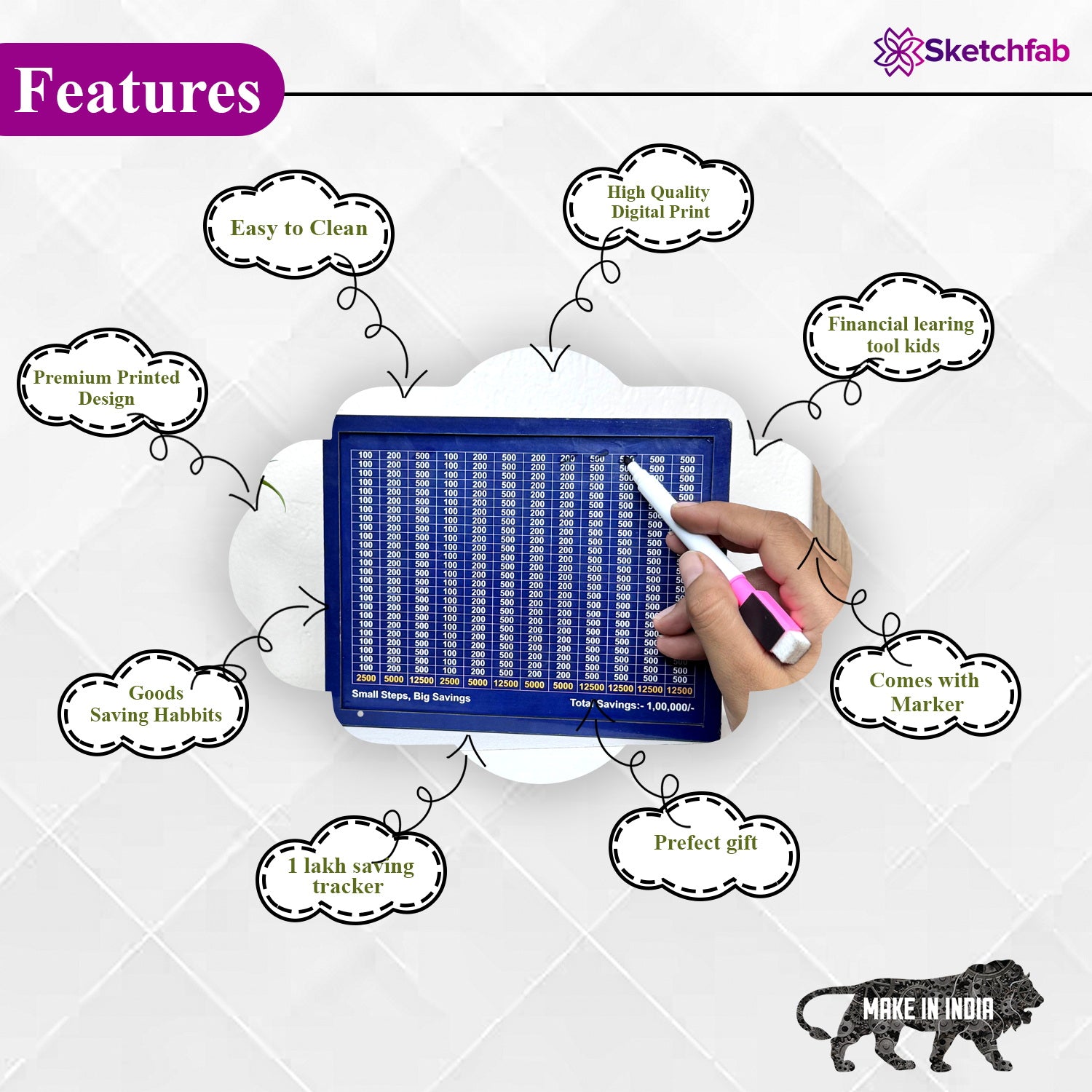 Sketchfab 1 Lakh Money Saving Piggy Bank (Unicorn Blue)