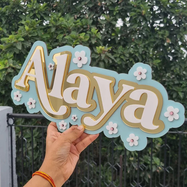 3 LAYER NAME PLAQUES WITH FLOWER