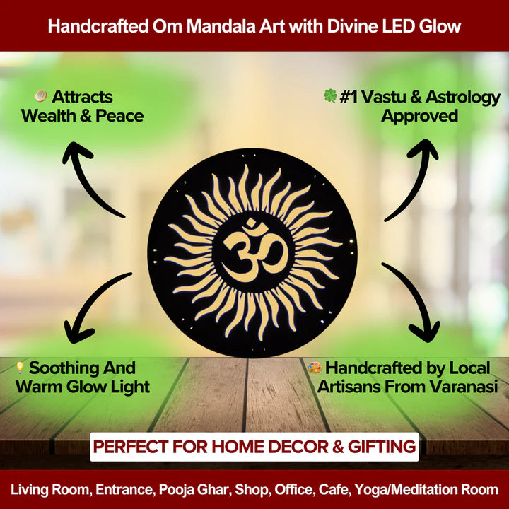 🕉️ Om Mandala Art with Backlight (🎁 FREE 📿 Rudraksha Bracelet 🎁)