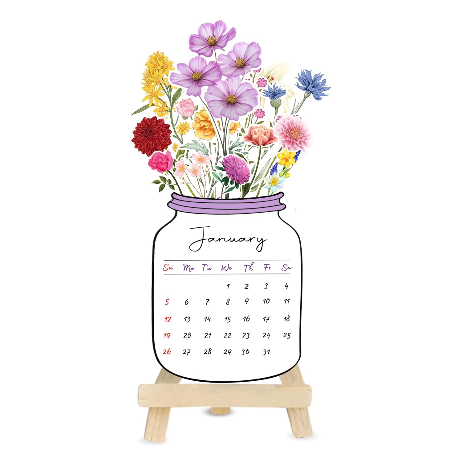 2025 Flower Jar Mini Calendar 12 Months