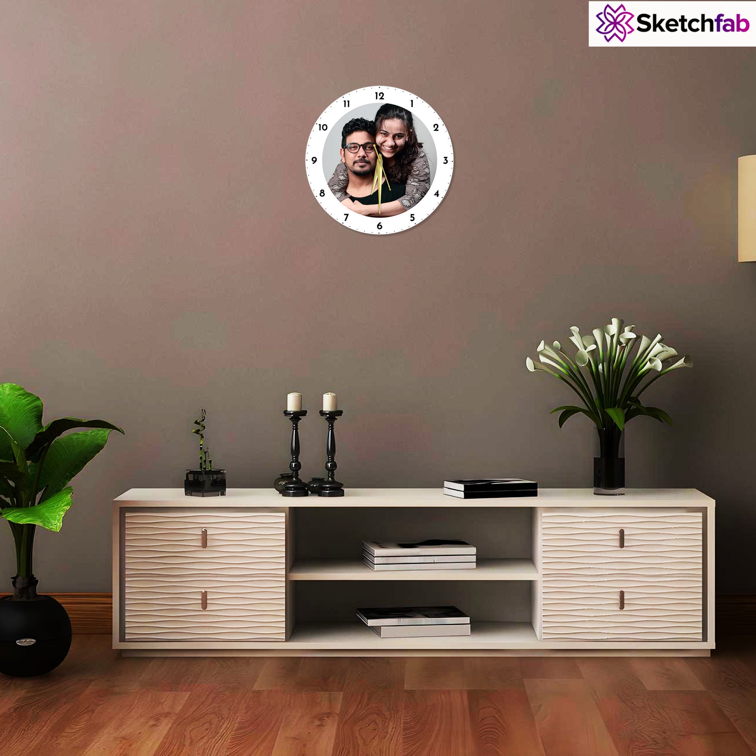 Personalized Wall Clocks with Personalized Photo Text Logo for Kitchen Bathroom Home Wedding Friends Family Lover
