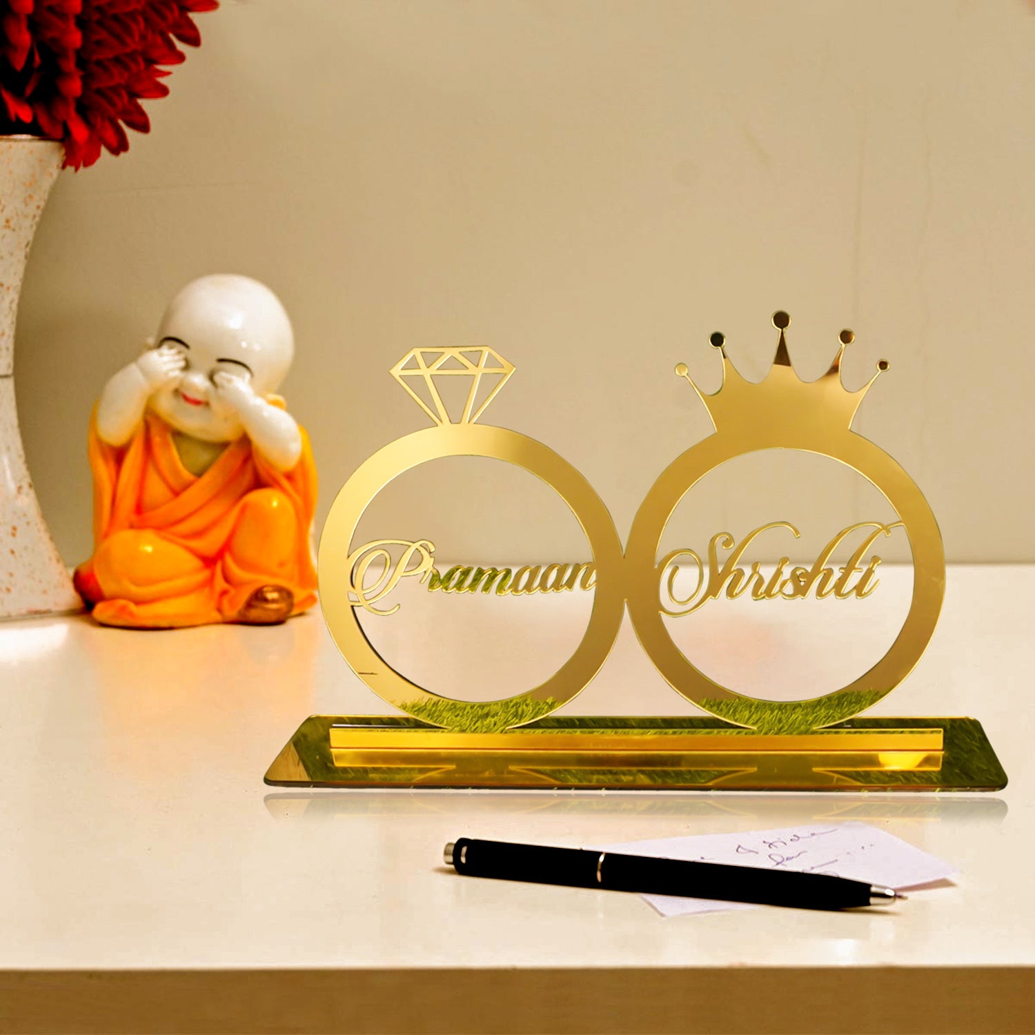 Customized Gold Shining Acrylic Couple Name Wall Decorations (12x8 inch) - Golden