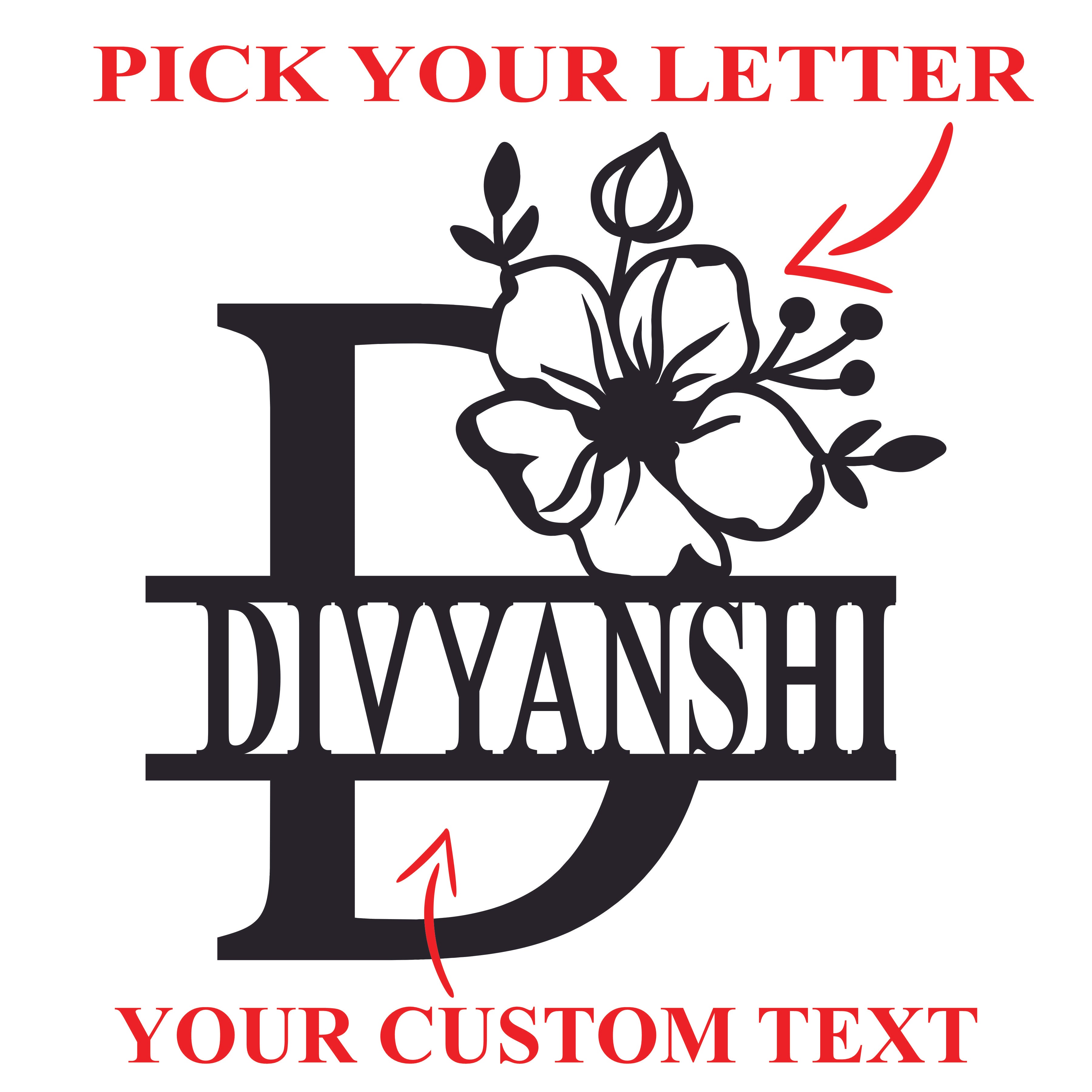 Flower Design Alphabet  Customized Name Sign