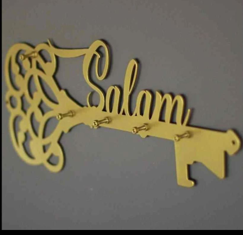 Salam Latin Key Holder, Salam and Key Acrylic  Calligraphy Islamic Home Decor