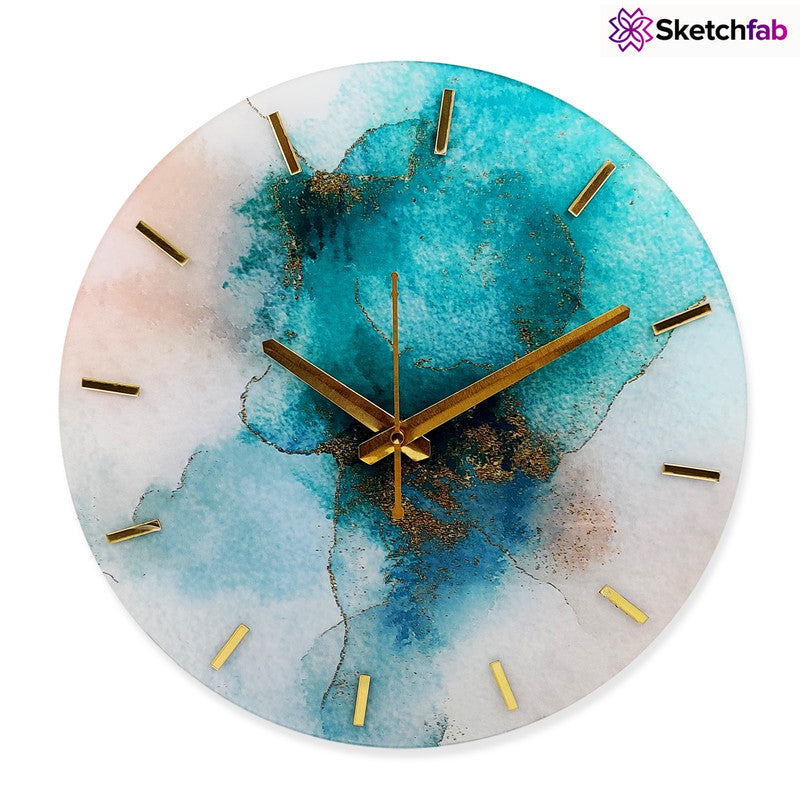 Printed Designer Wooden Wall Clock Without Glass for Home/Living Room/Bedroom/Kitchen and Office - 12X12 Inches (Multicolour) LC-2510007