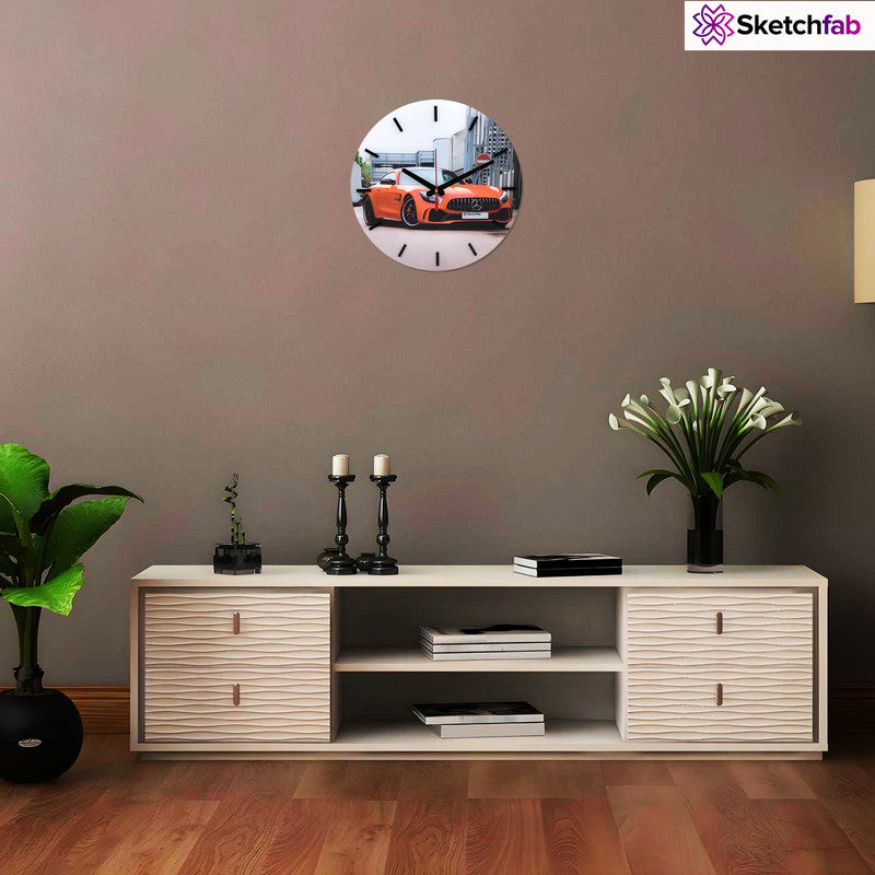 Printed Designer Wooden Wall Clock Without Glass for Home/Living Room/Bedroom/Kitchen and Office - 12X12 Inches (Multicolour) LC-2510006