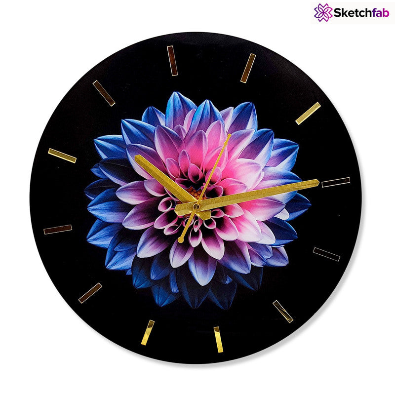 Printed Designer Wooden Wall Clock Without Glass for Home/Living Room/Bedroom/Kitchen and Office - 12X12 Inches (Multicolour) LC-2510005