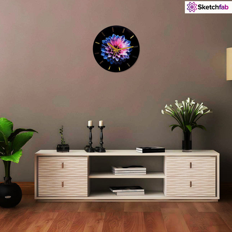 Printed Designer Wooden Wall Clock Without Glass for Home/Living Room/Bedroom/Kitchen and Office - 12X12 Inches (Multicolour) LC-2510005