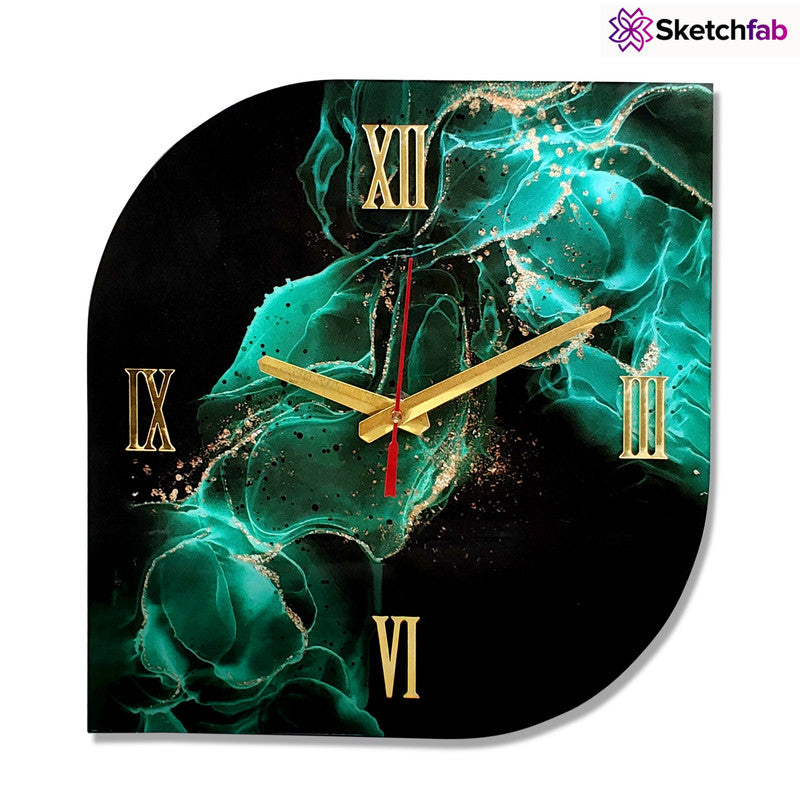 Printed Designer Wooden Wall Clock Without Glass for Home/Living Room/Bedroom/Kitchen and Office - 12X12 Inches (Multicolour) LC-2510004