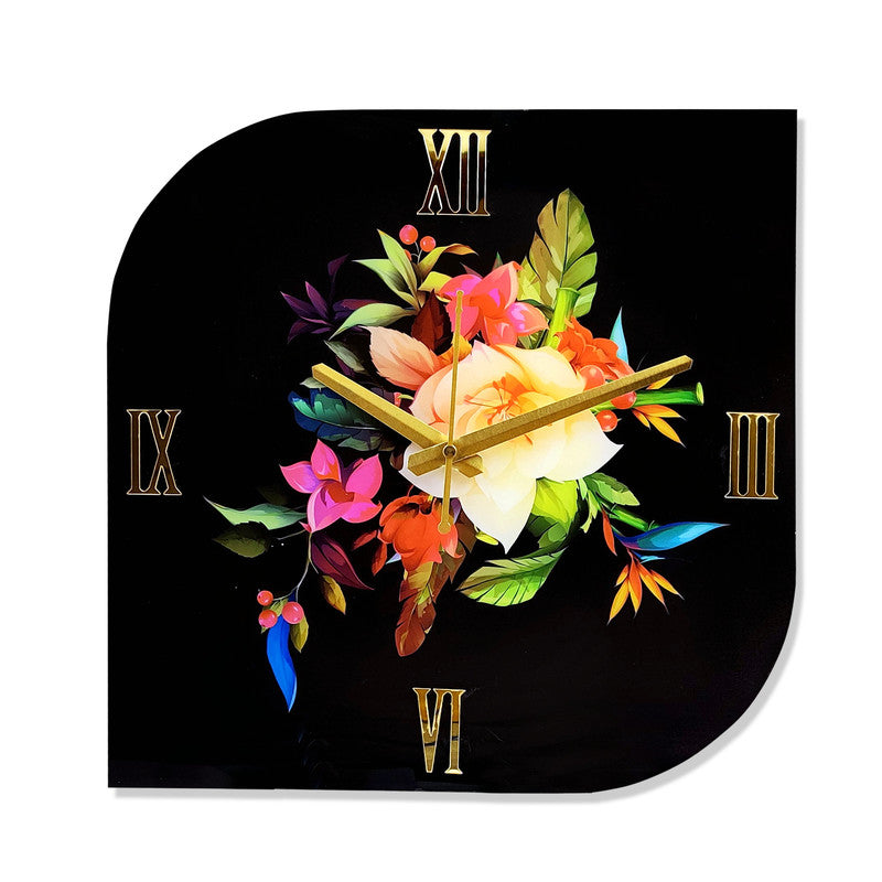 Printed Designer Wooden Wall Clock Without Glass for Home/Living Room/Bedroom/Kitchen and Office - 12X12 Inches (Multicolour) LC-2510003