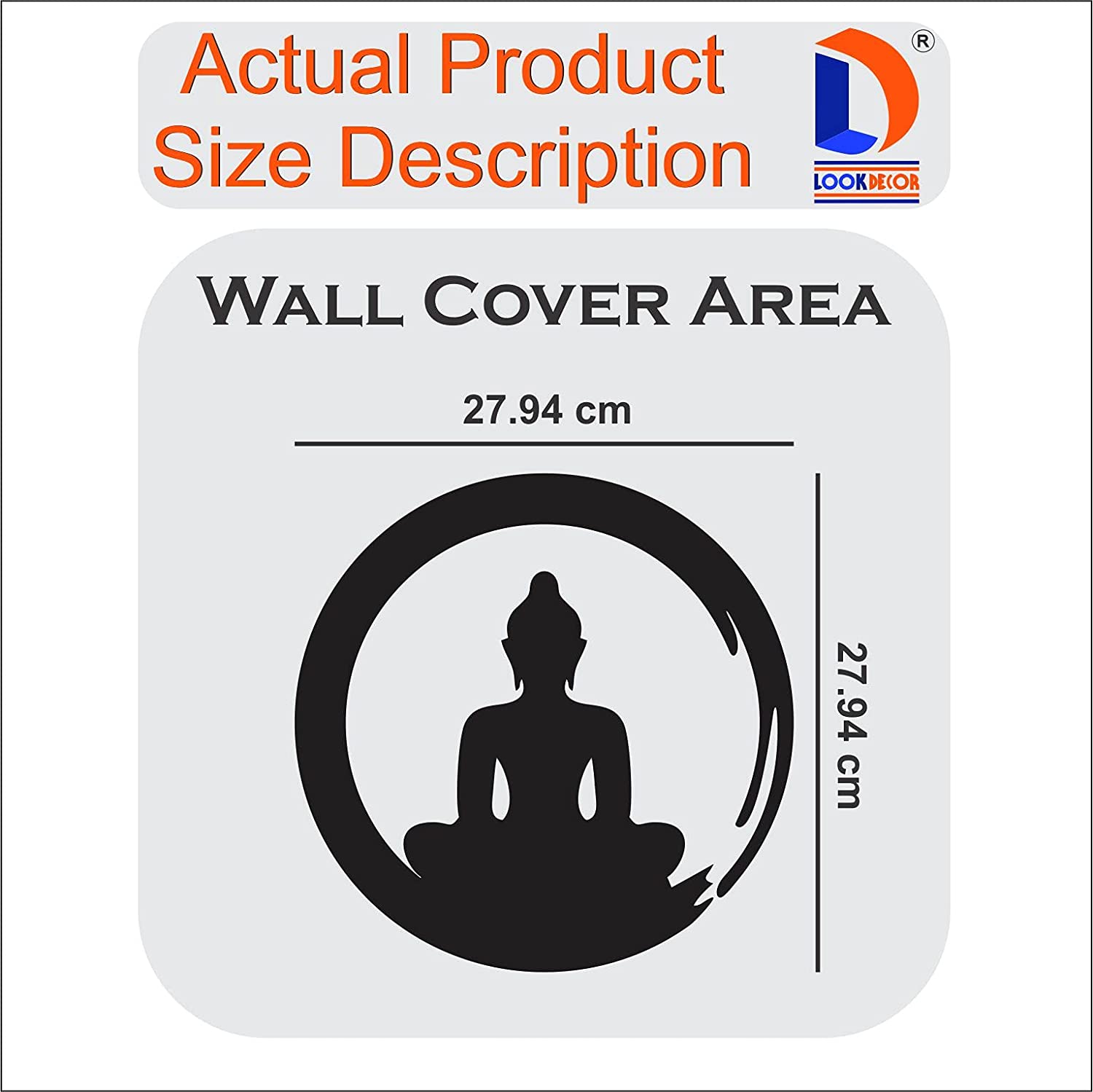 Sketchfab Acrylic 3D Buddha Circle Religious Mirror Wall Sticker (Golden), Pack of 1