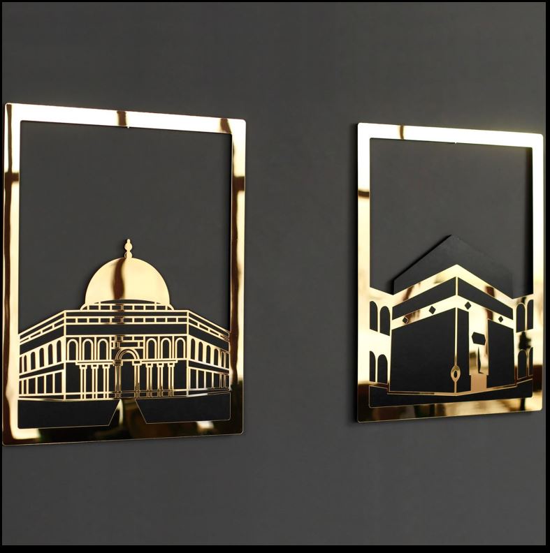 Wooden Acrylic Kaaba Wall Decor Ramadan Decoration Muslim Gift Set of 3