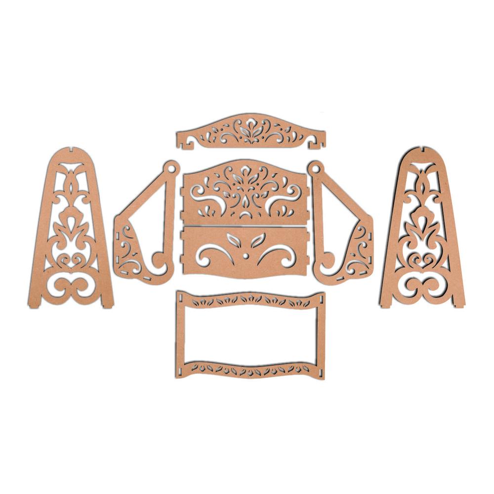 Sketchfab Prasanting MDF Wooden Swing for Home Temple Decoration Stuff's for God's - Home & Showcase Space Decor Item - Fabulous Items for Guest Attraction Laser Cut Wooden Swing for Laddu Gopal