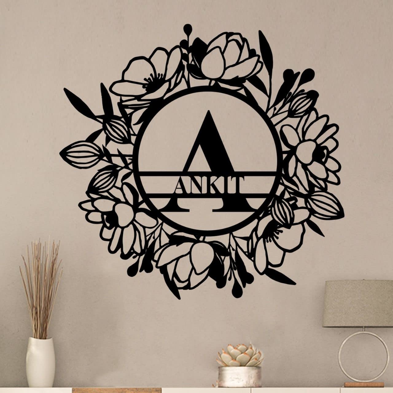 Round Floral New Indian Design Customized Name Sign