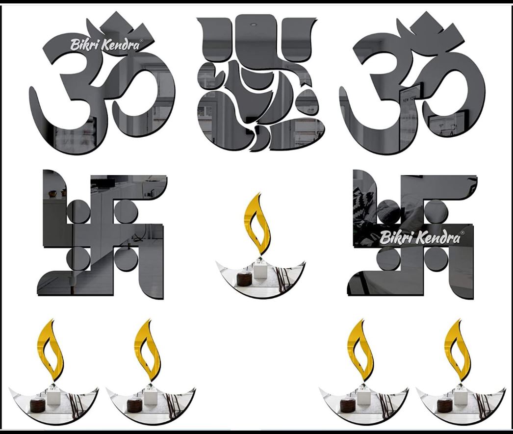 Sketchfab Decor  -Combo Ganesha  - 3D Acrylic Mirror Stickers for Wall